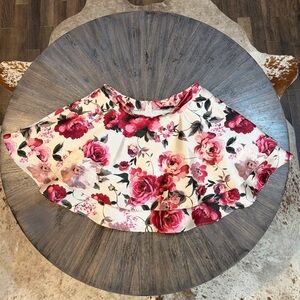 City Triangles Floral Satin Skater Skirt – Size 13 (Lined + Tulle Layer)